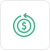 A green icon of a dollar sign inside a circular arrow, suggesting a concept of money recycling or financial return.