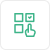 A green icon depicting a hand pointing at a grid of four squares, with one square containing a checkmark, on a light background.