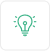 Green light bulb icon on a white background, symbolizing energy efficiency and innovation.