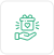 A hand holding a gift box icon, symbolizing giving and celebration.